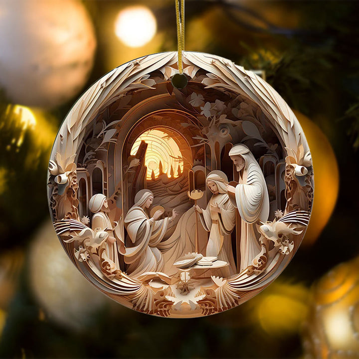 Christianartworkshop Decorazioni natalizie da appendere in stile scultoreo Natività C - image 3