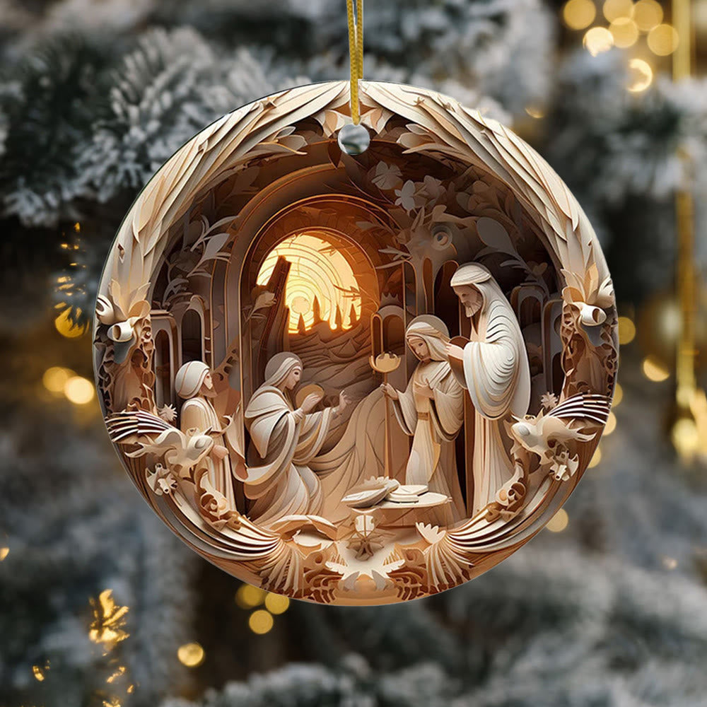 Christianartworkshop Decorazioni natalizie da appendere in stile scultoreo Natività C - image 4