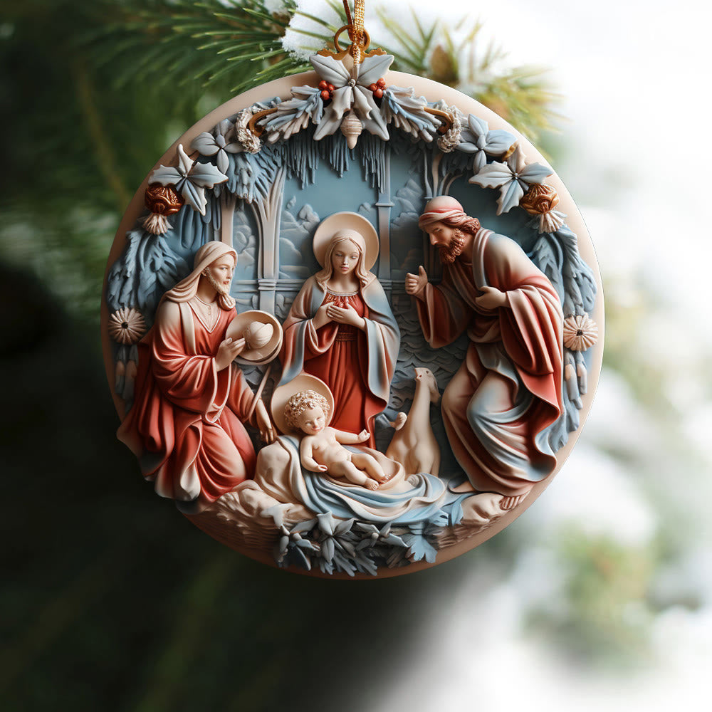 Christianartworkshop Decorazioni natalizie da appendere in stile retrò Natività A - image 3