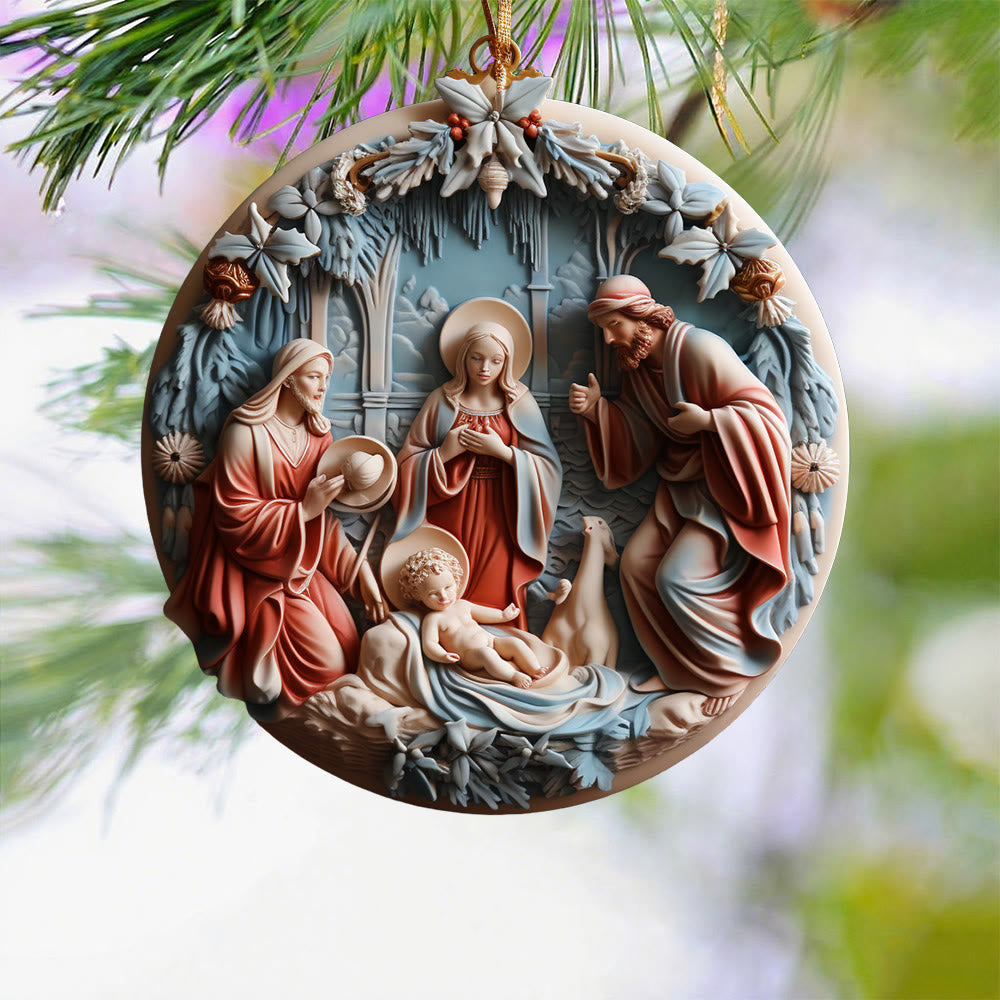 Christianartworkshop Decorazioni natalizie da appendere in stile retrò Natività A - image 4