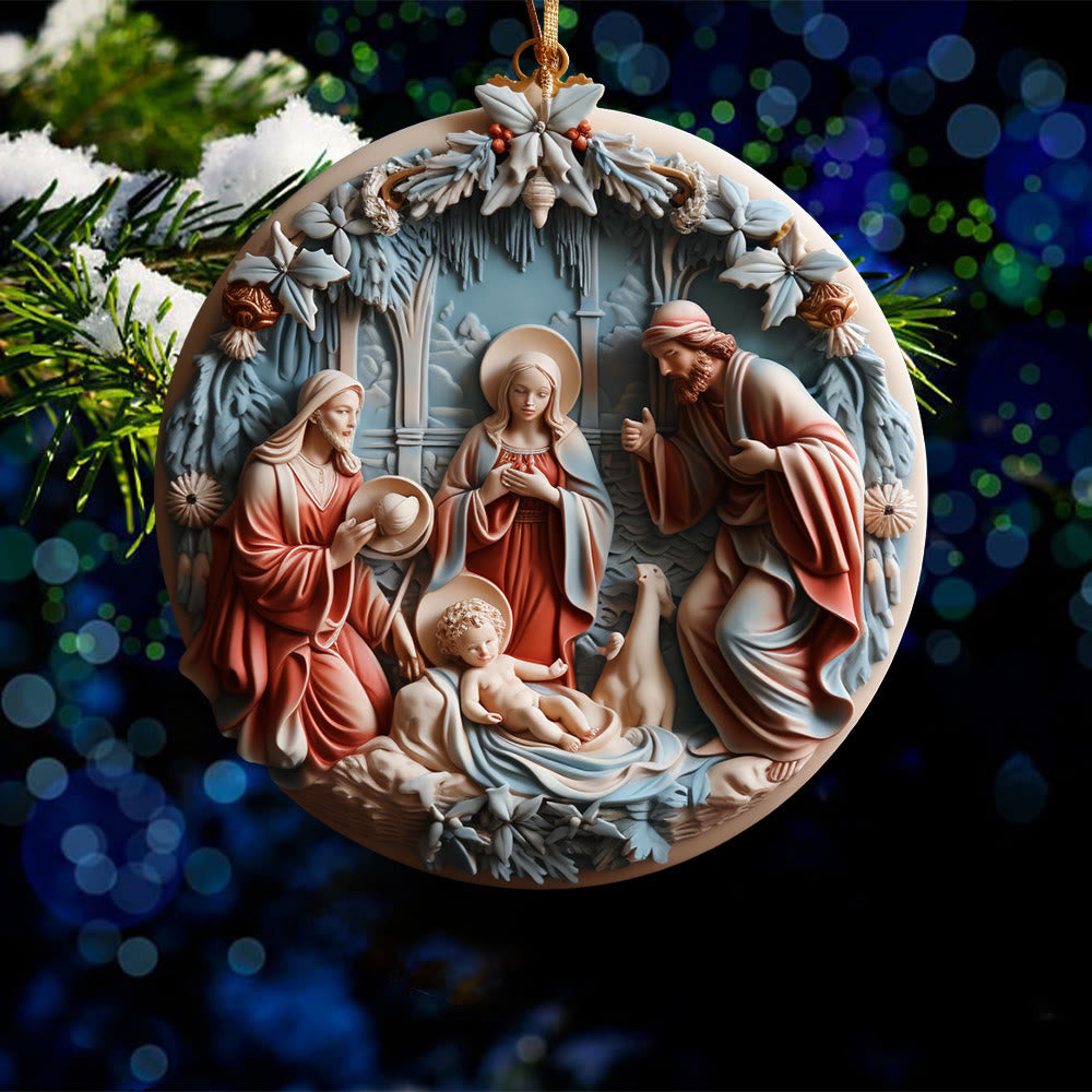 Christianartworkshop Decorazioni natalizie da appendere in stile retrò Natività A - image 5