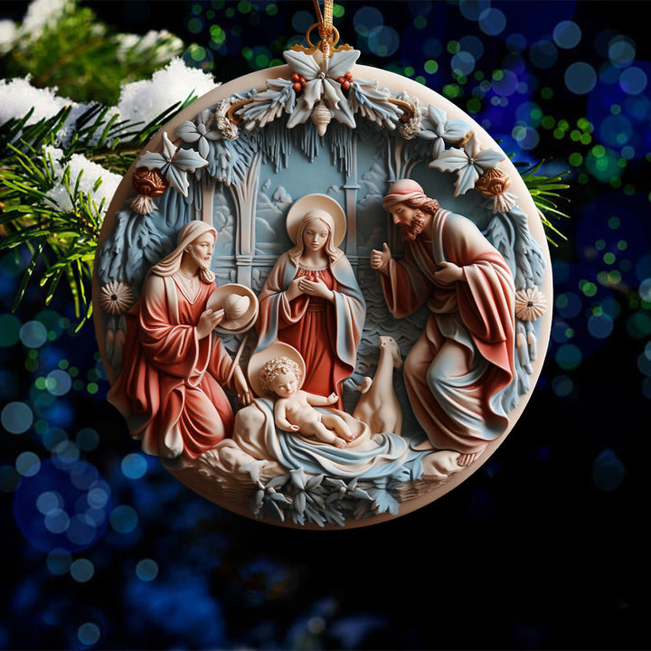 Christianartworkshop Decorazioni natalizie da appendere in stile retrò Natività A - image 5