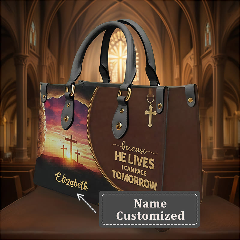 Christianartworkshop Elegante borsa in pelle personalizzata con promemoria giornaliero: fede per affrontare il domani - XL - Nome personalizzato - image 1