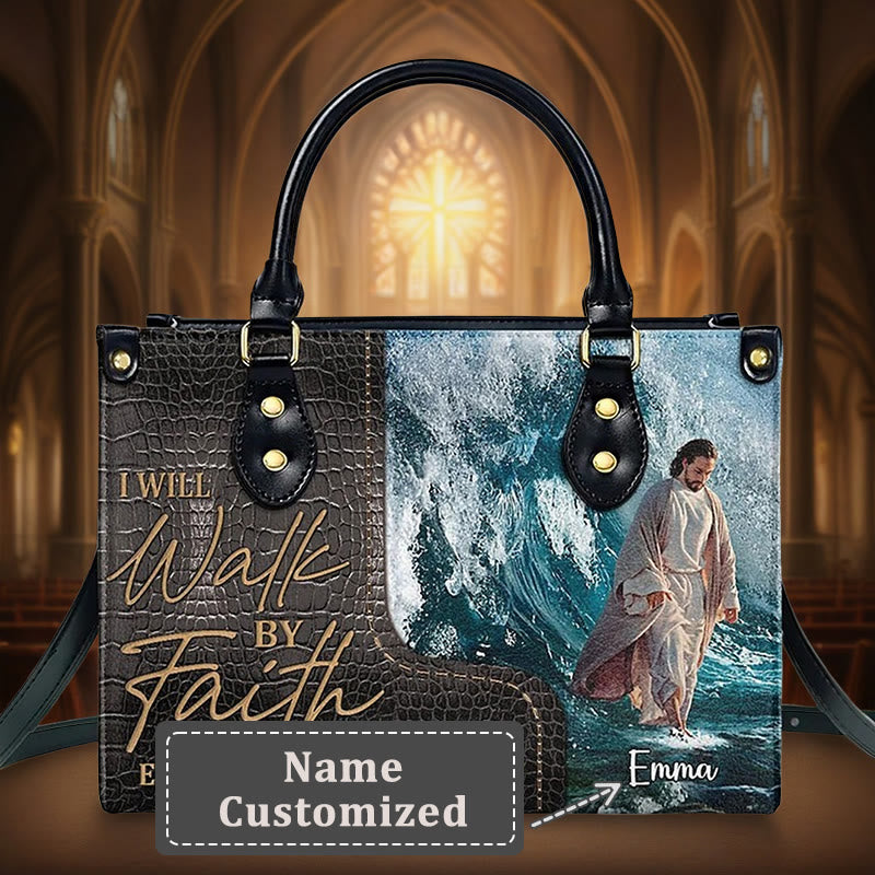 Christianartworkshop Borsa in pelle personalizzata con fede spirituale e arte di Gesù: porta con te l'ispirazione divina - XL - Nome personalizzato - image 1
