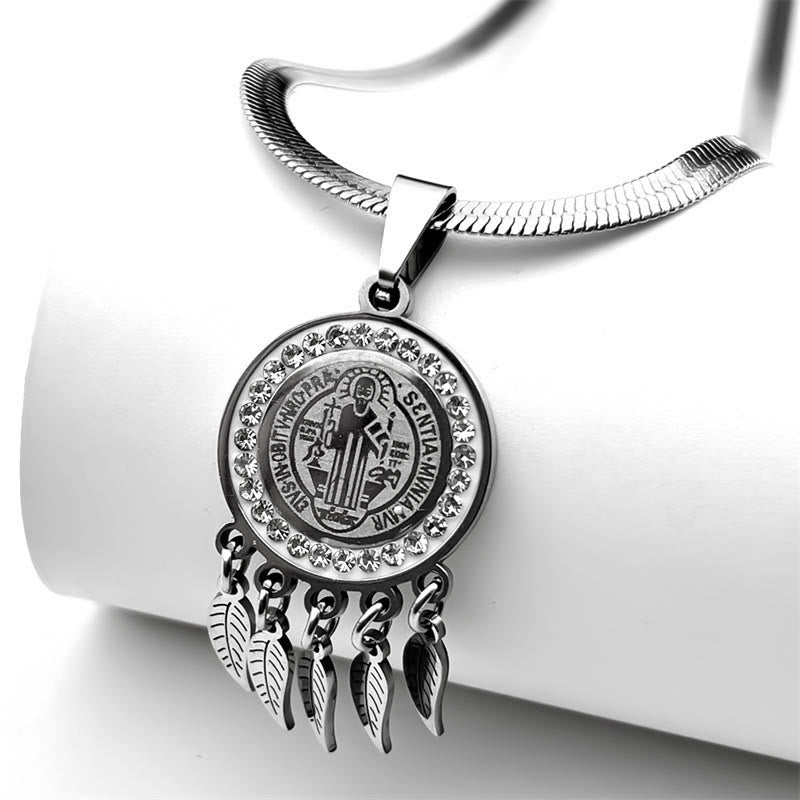 Collana con ciondolo icona di Santa Christianartworkshop : gioielli artistici con accenti di zirconi - Argento - image 1