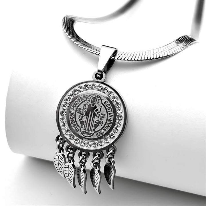 Collana con ciondolo icona di Santa Christianartworkshop : gioielli artistici con accenti di zirconi - Argento - image 1