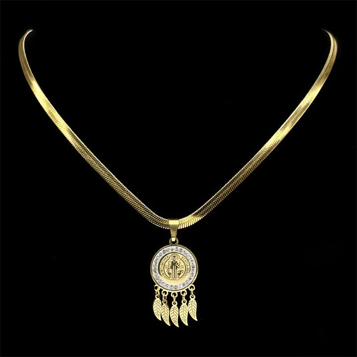 Collana con ciondolo icona di Santa Christianartworkshop : gioielli artistici con accenti di zirconi - image 2