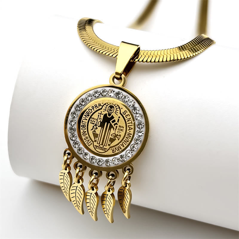 Collana con ciondolo icona di Santa Christianartworkshop : gioielli artistici con accenti di zirconi - D'oro - image 0
