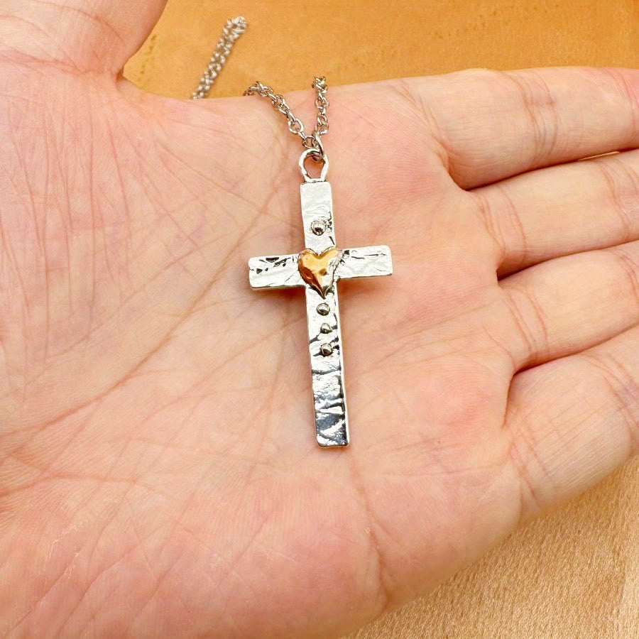 Collana con croce bicolore Christianartworkshop : fede e amore nel design artistico - image 1