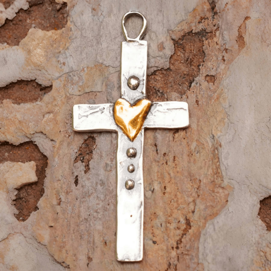 Collana con croce bicolore Christianartworkshop : fede e amore nel design artistico - Attraverso - image 0