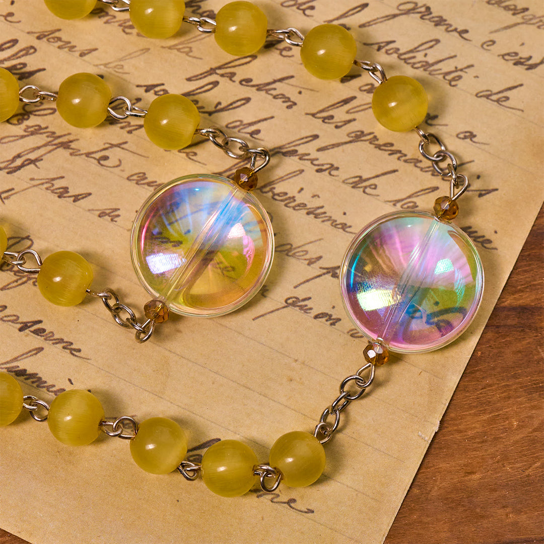 Christianartworkshop Rosario cattolico unico con perline arcobaleno Aurora di grandi dimensioni e medaglia della Sacra Famiglia - image 5