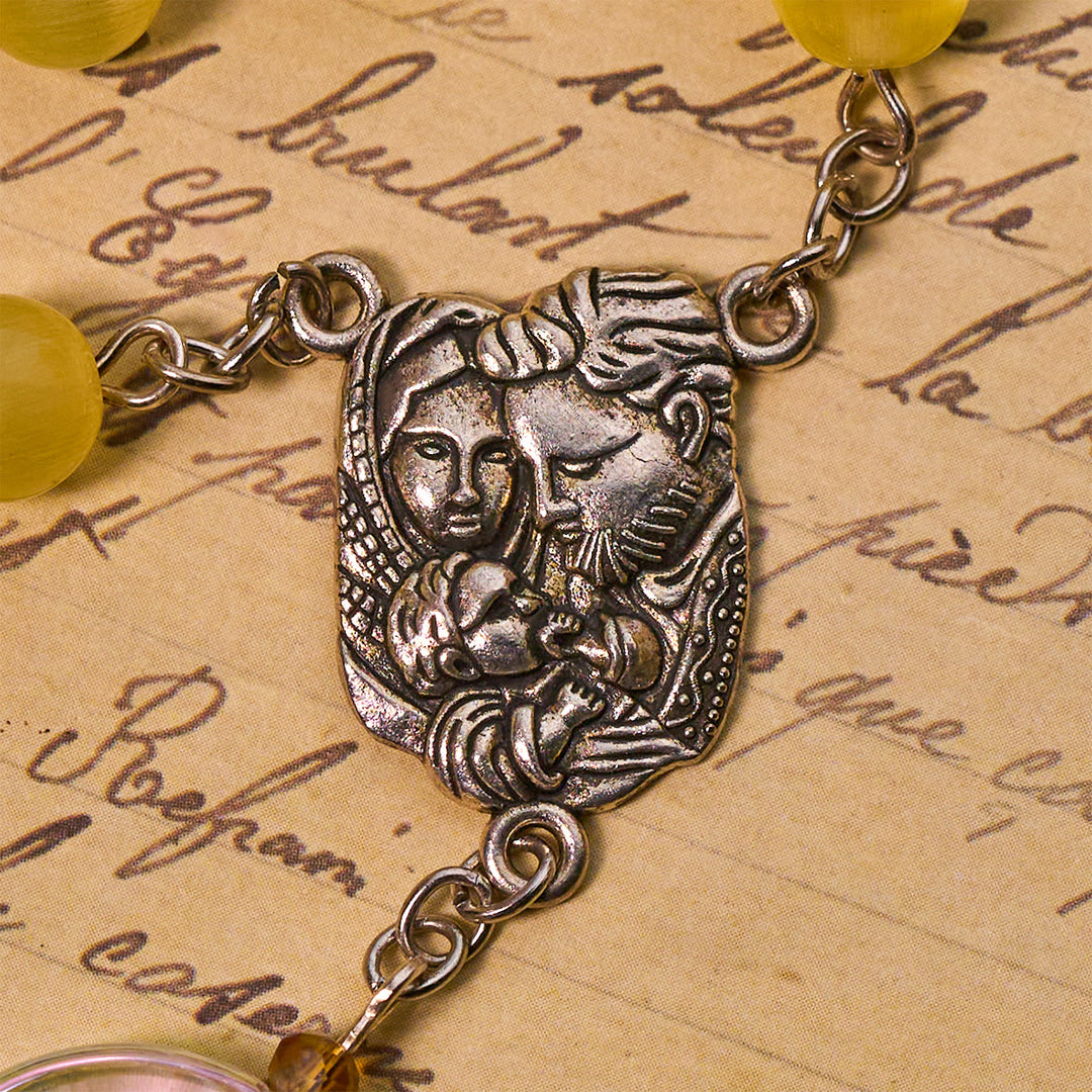 Christianartworkshop Rosario cattolico unico con perline arcobaleno Aurora di grandi dimensioni e medaglia della Sacra Famiglia - image 7