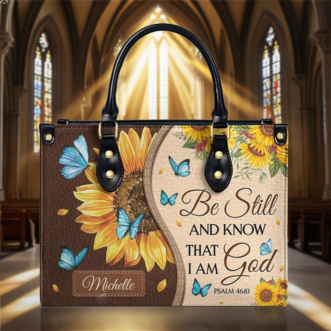 Christianartworkshop Borsa a mano in pelle personalizzata Girasole - Farfalla con ispirazione biblica - image 2
