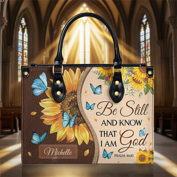 Christianartworkshop Borsa a mano in pelle personalizzata Girasole - Farfalla con ispirazione biblica - image 2