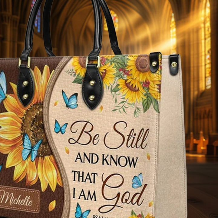 Christianartworkshop Borsa a mano in pelle personalizzata Girasole - Farfalla con ispirazione biblica - image 7