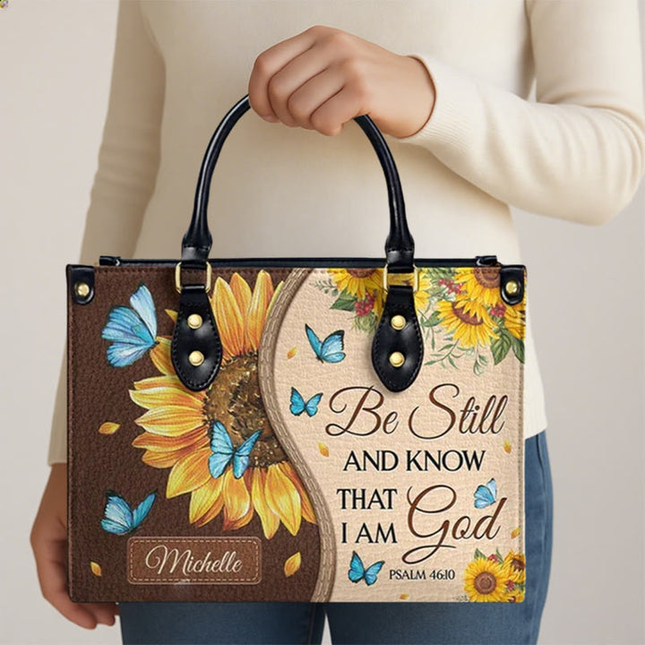 Christianartworkshop Borsa a mano in pelle personalizzata Girasole - Farfalla con ispirazione biblica - image 4