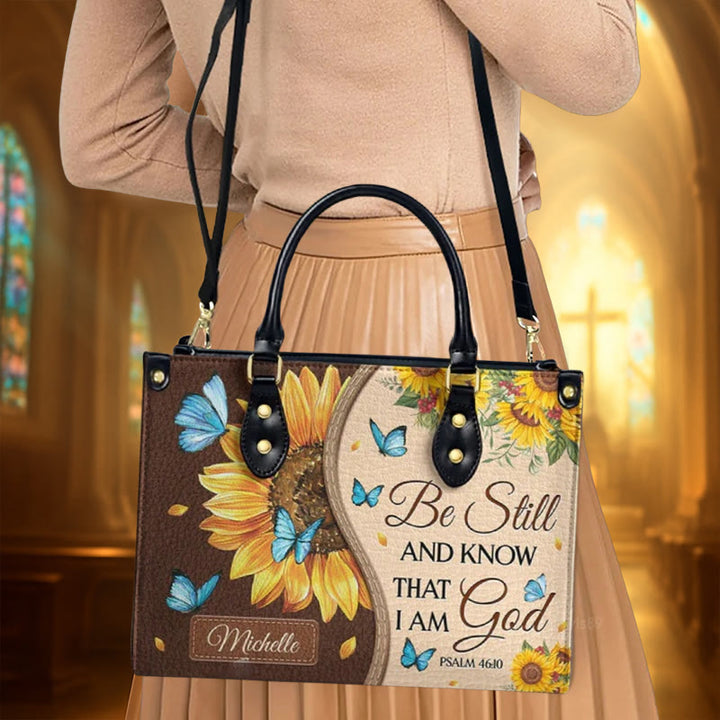 Christianartworkshop Borsa a mano in pelle personalizzata Girasole - Farfalla con ispirazione biblica - image 3