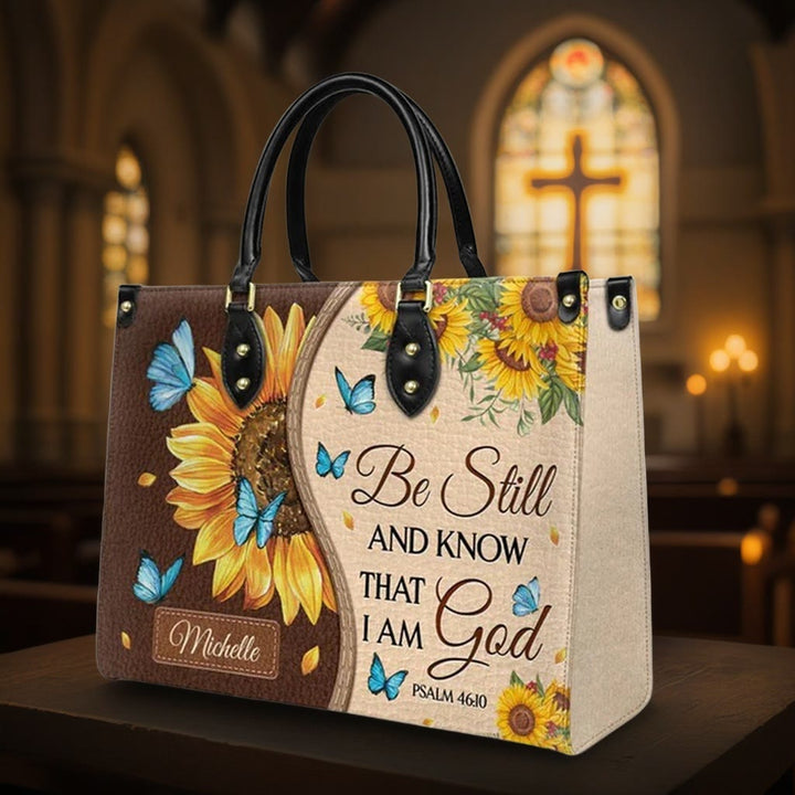 Christianartworkshop Borsa a mano in pelle personalizzata Girasole - Farfalla con ispirazione biblica - image 1