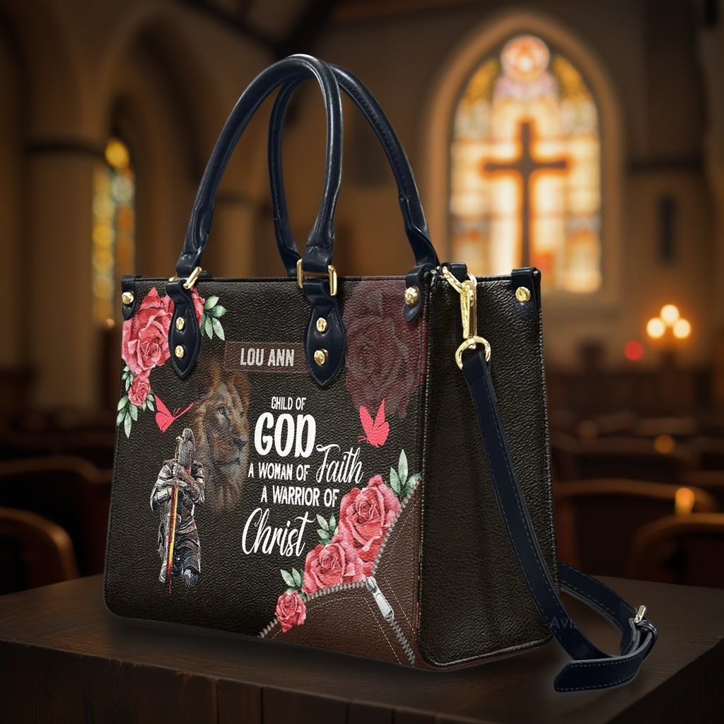 Borsa a mano in pelle personalizzata Leone di Giuda con motivo floreale guerriero Christianartworkshop - image 6
