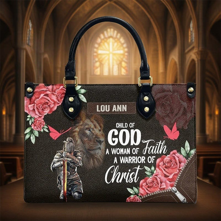 Borsa a mano in pelle personalizzata Leone di Giuda con motivo floreale guerriero Christianartworkshop - image 5