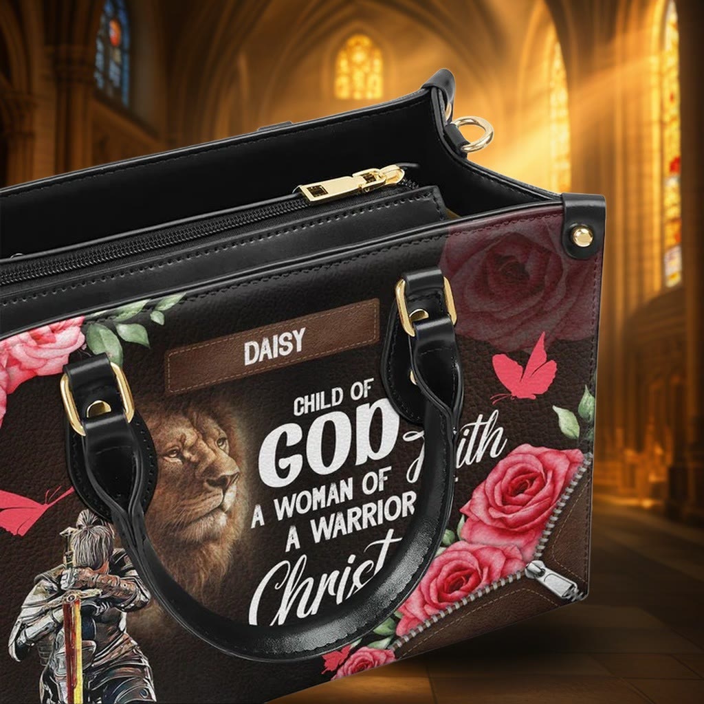 Borsa a mano in pelle personalizzata Leone di Giuda con motivo floreale guerriero Christianartworkshop - image 7