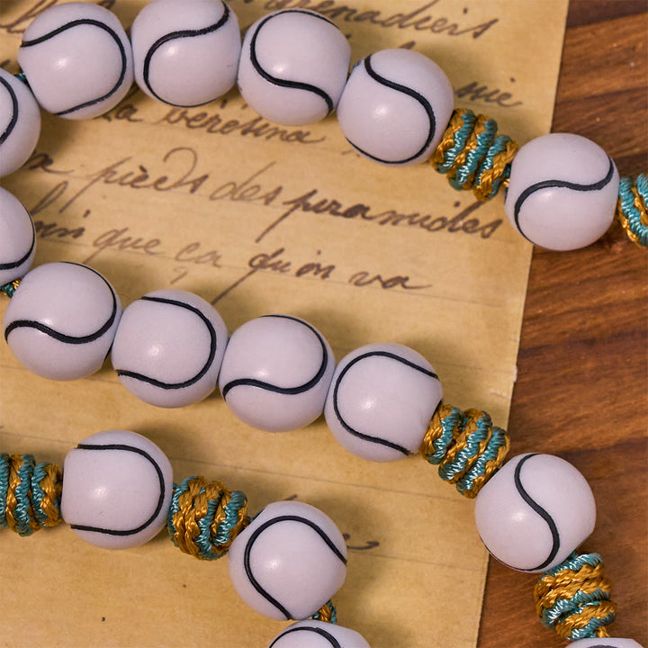 Christianartworkshop Sports - Rosario con palline da tennis centrate, crocifisso e Santo Graal - image 6