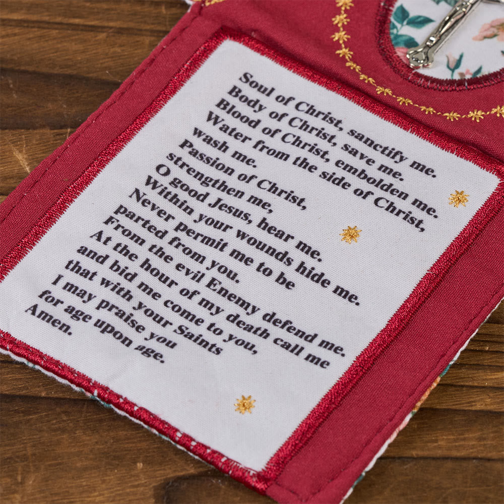 Christianartworkshop Reliquiario tascabile in tessuto ricamato a 4 colori con croce argentata inclusa all'interno - image 16