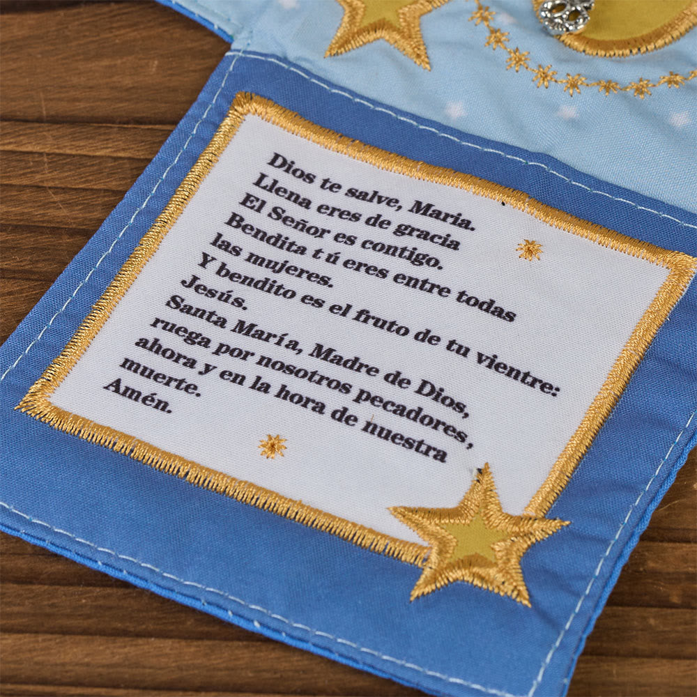 Christianartworkshop Reliquiario tascabile in tessuto ricamato a 4 colori con croce argentata inclusa all'interno - image 30