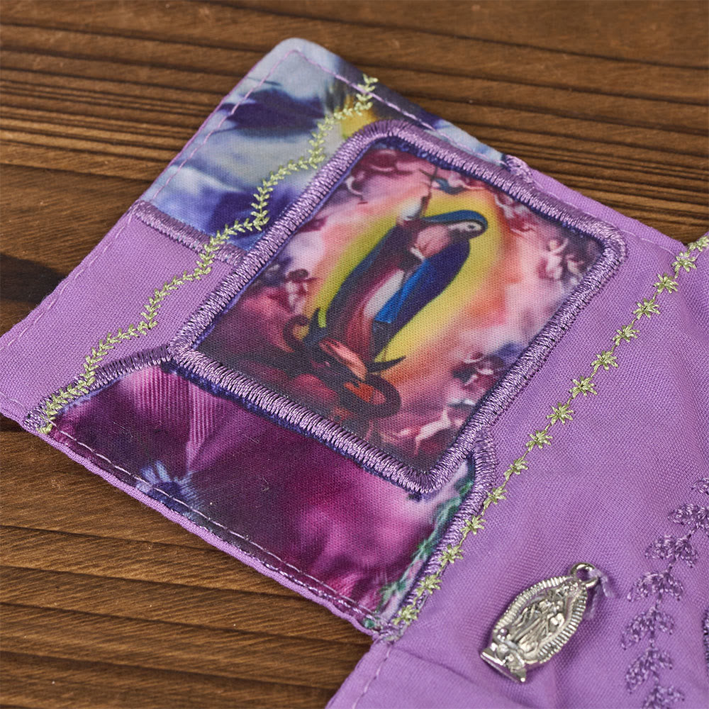 Christianartworkshop Reliquiario tascabile in tessuto ricamato a 4 colori con croce argentata inclusa all'interno - image 22