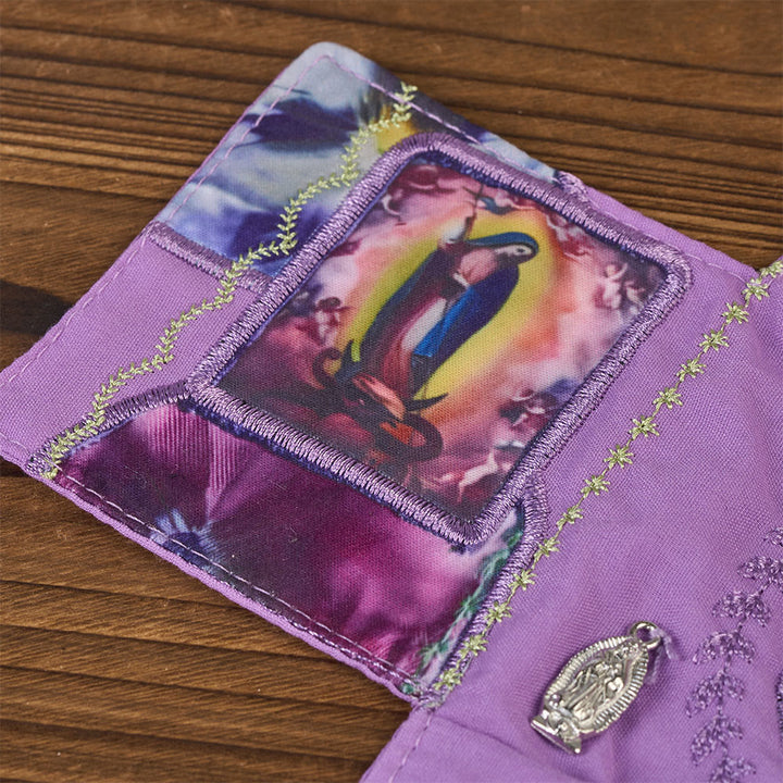 Christianartworkshop Reliquiario tascabile in tessuto ricamato a 4 colori con croce argentata inclusa all'interno - image 22