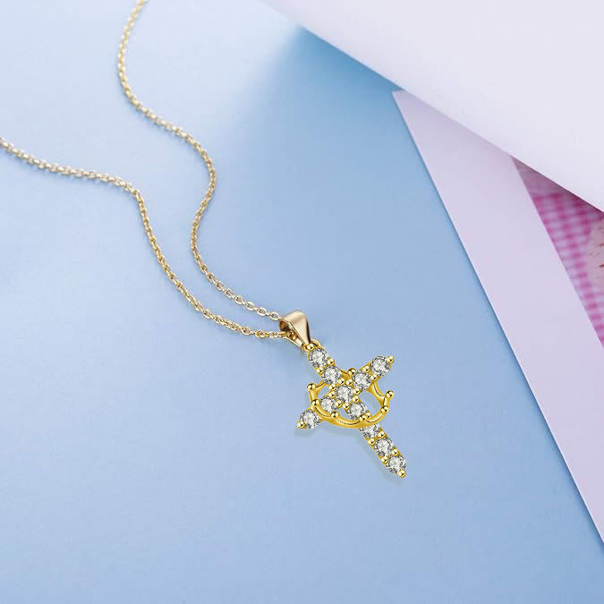 Christianartworkshop Fede - Collana con simbolo a croce e accenti di pietra portafortuna mensile - image 2