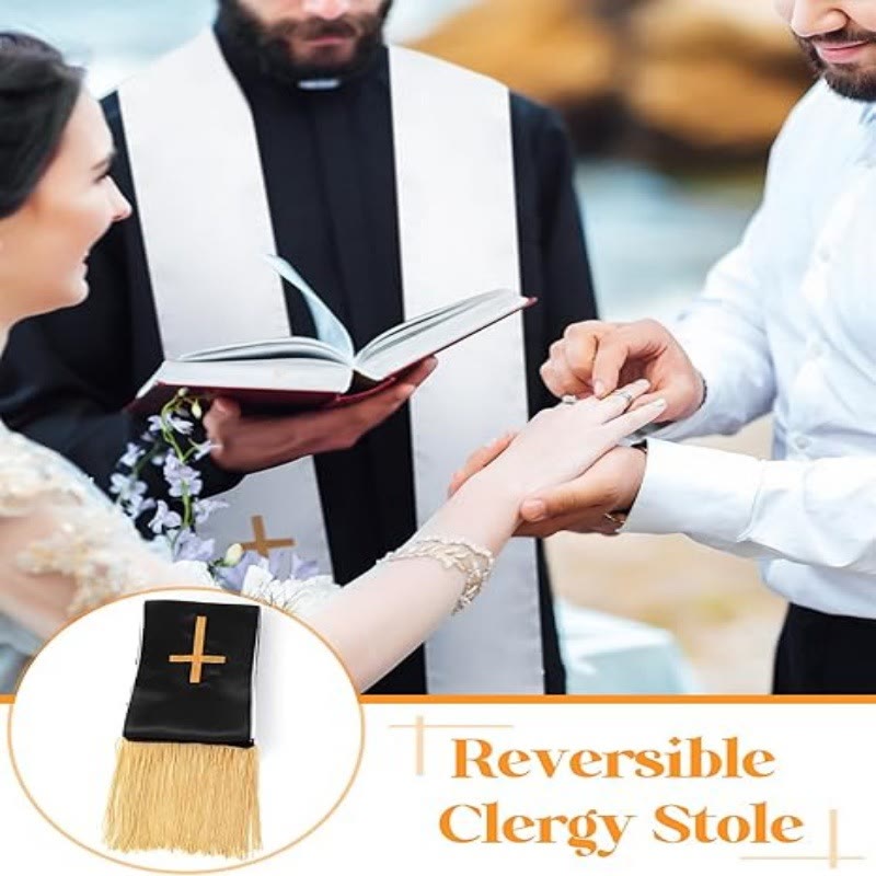 Christianartworkshop Stola clericale multicolore tradizionale con scollo a V e collo dritto - image 1