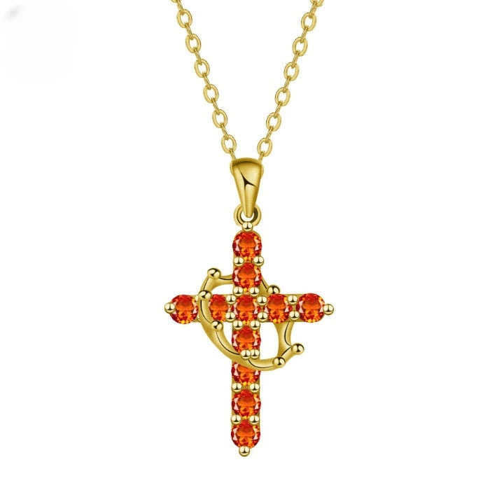 Christianartworkshop Fede - Collana con simbolo a croce e accenti di pietra portafortuna mensile - Giugno - image 8