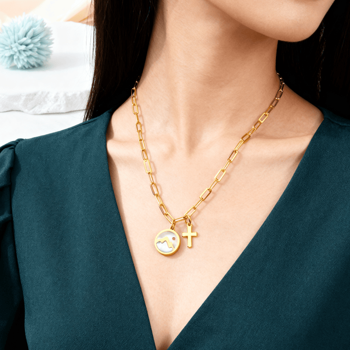 Collana Con Ciondolo A Croce E Seme Di Senape – Gioiello Religioso In Acciaio Inox Per Donne (Versetto Matteo 17:20) - 2