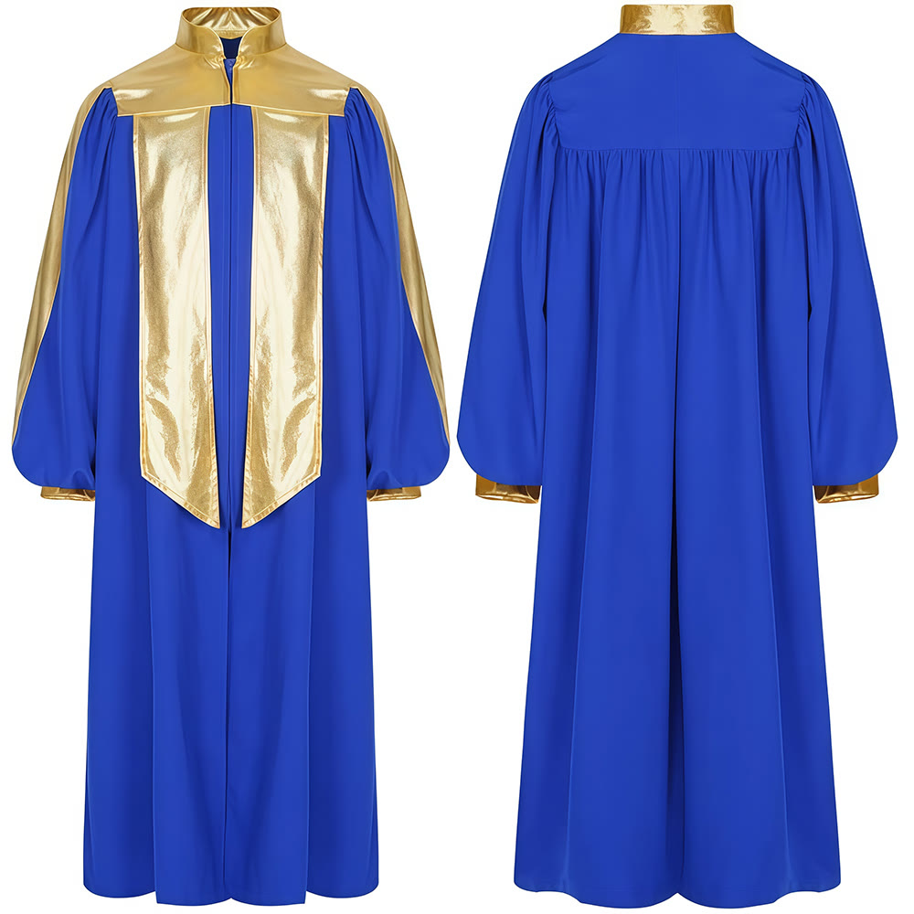 Christianartworkshop Abito clericale decorato in oro: 7 colori per l'eleganza liturgica - Blu - 2XL - image 1
