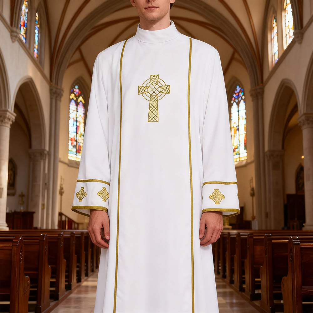 Christianartworkshop Abito talare bianco multi-stile per il clero: ideale per il culto e i rituali in chiesa - image 0