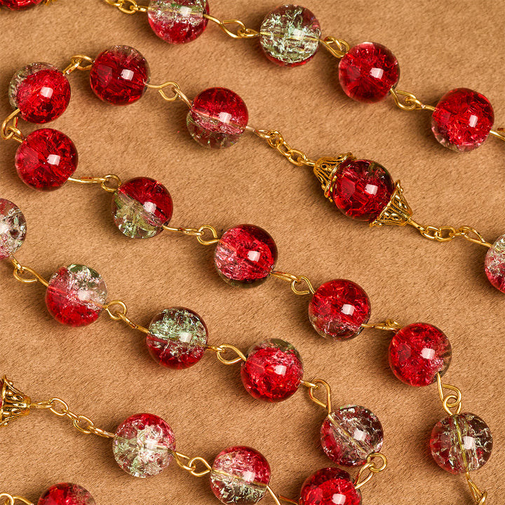 Christianartworkshop Natale - Rosario a perline rosse a tema con crocifisso dorato e medaglia della Madonna - image 8