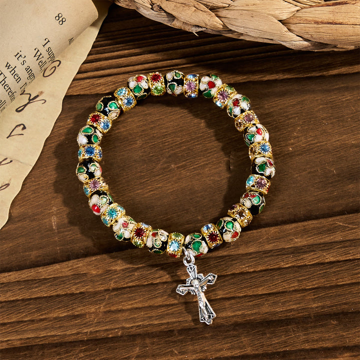 Braccialetto di fede senza tempo con perline cloisonné fatte a mano Christianartworkshop : una testimonianza della presenza di Cristo - image 5