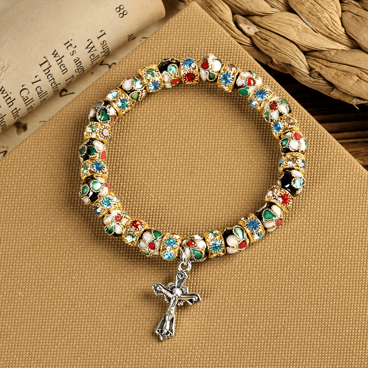 Braccialetto di fede senza tempo con perline cloisonné fatte a mano Christianartworkshop : una testimonianza della presenza di Cristo - image 8