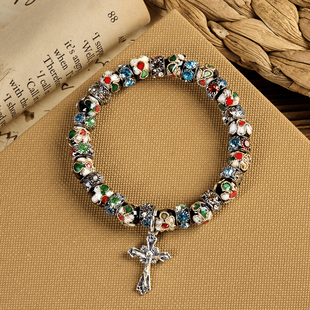 Braccialetto di fede senza tempo con perline cloisonné fatte a mano Christianartworkshop : una testimonianza della presenza di Cristo - image 7