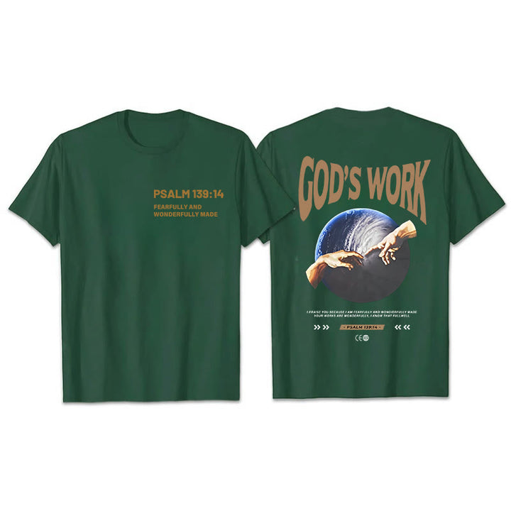 Christianartworkshop L'opera di Dio. Salmo 139:14 Maglietta unisex in cotone - Verde scuro - 2XL - image 8