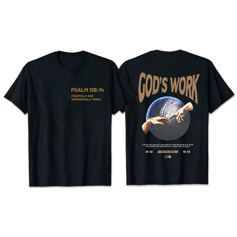 Christianartworkshop L'opera di Dio. Salmo 139:14 Maglietta unisex in cotone - Nero - 2XL - image 0