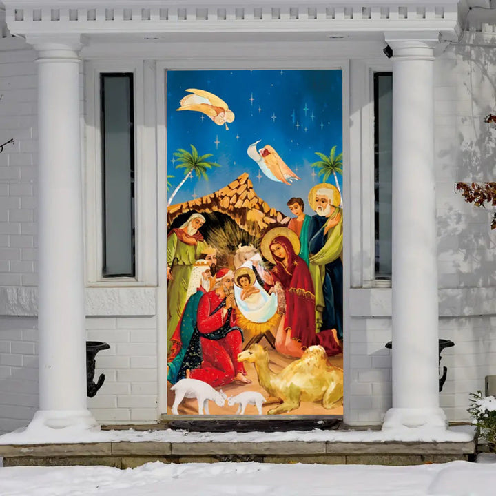 Tenda per porta con scena della Natività vivace Christianartworkshop : angeli, Re Magi e Sacra Famiglia - image 1