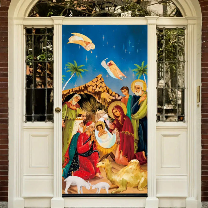 Tenda per porta con scena della Natività vivace Christianartworkshop : angeli, Re Magi e Sacra Famiglia - image 3