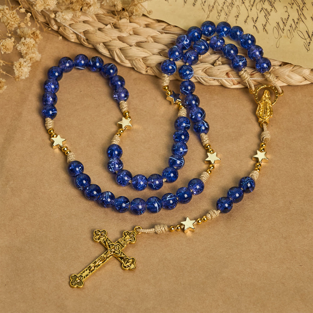 Christianartworkshop Elegante rosario natalizio con perline blu e stella scintillante: illumina lo spirito delle feste - image 5