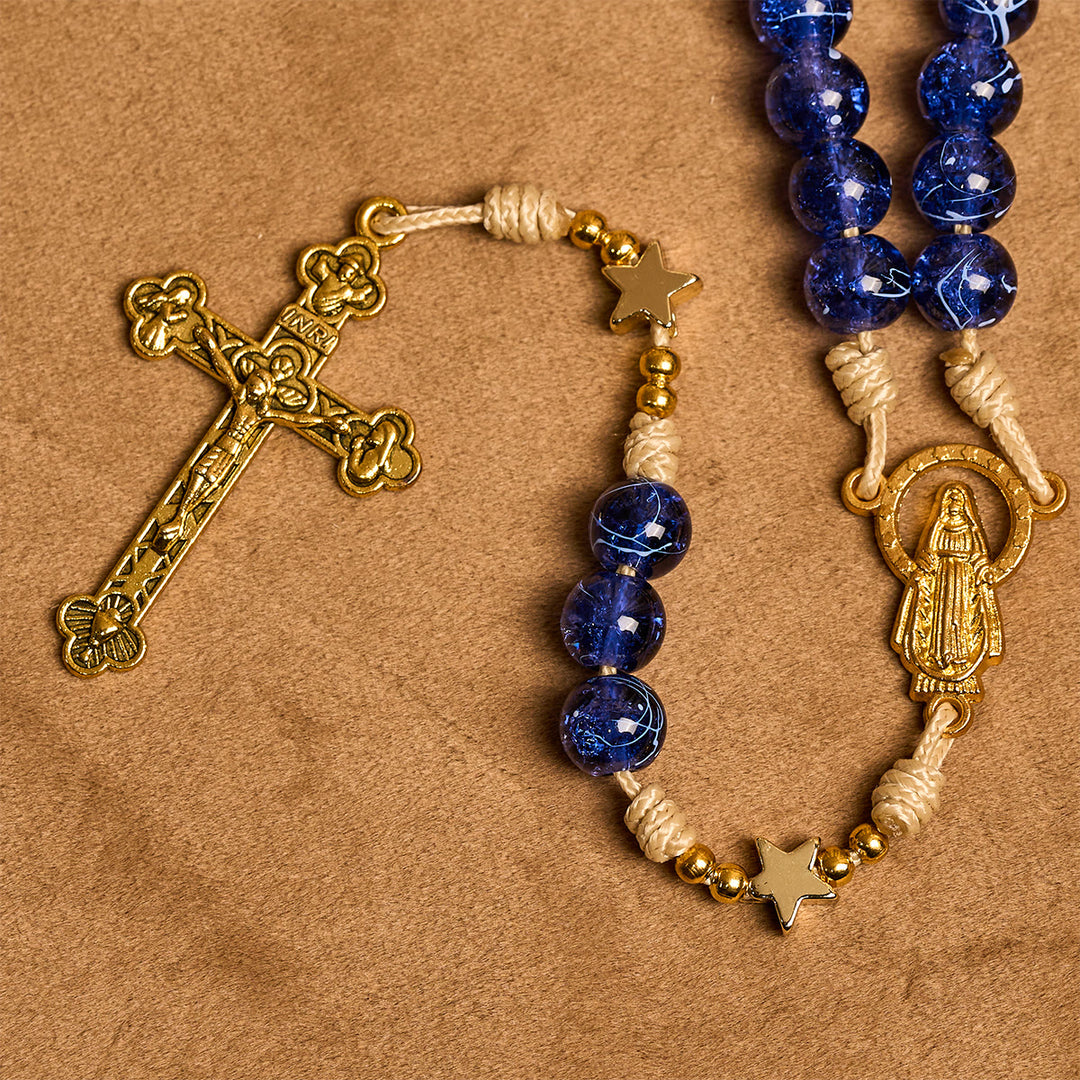 Christianartworkshop Elegante rosario natalizio con perline blu e stella scintillante: illumina lo spirito delle feste - image 7