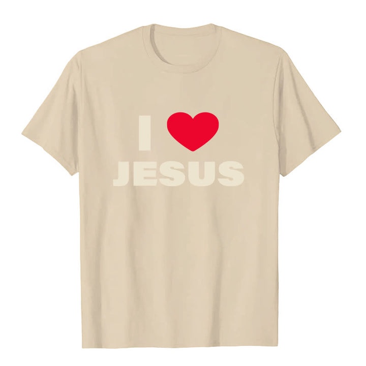 Christianartworkshop I Love Jesus T-shirt unisex - Beige - 2XL - image 2