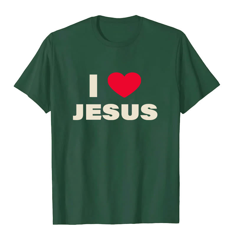 Christianartworkshop I Love Jesus T-shirt unisex - Verde scuro - 2XL - image 8