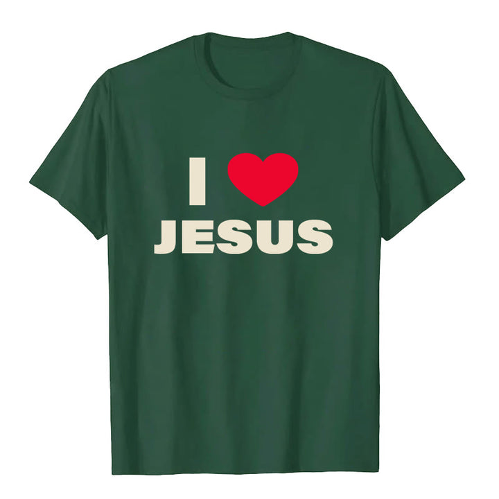 Christianartworkshop I Love Jesus T-shirt unisex - Verde scuro - 2XL - image 8