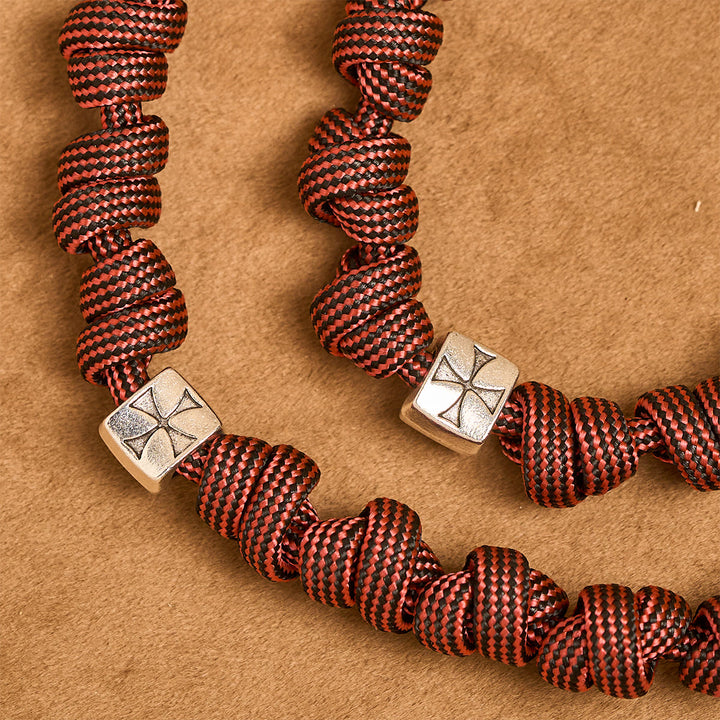 Christianartworkshop Rosario in paracord rosso intenso "Devozione del Guerriero" con San Michele Arcangelo - image 8